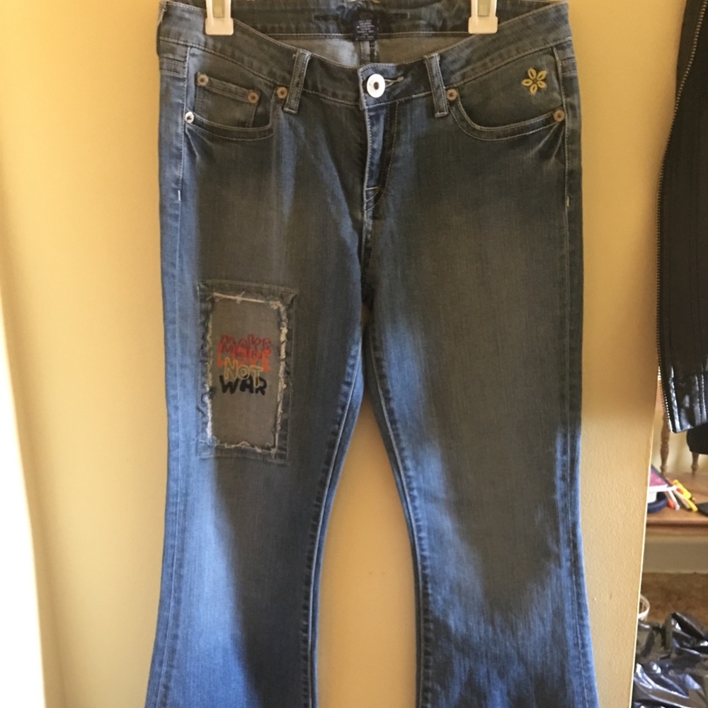 HIPPIE PANTS BOOT CUT MAKE LOVE NOT WAR